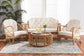 Aliane Modern Bohemian Natural Brown Antique Rattan 4-Piece Living Room Set FredCo