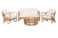 Aliane Modern Bohemian Natural Brown Antique Rattan 4-Piece Living Room Set FredCo