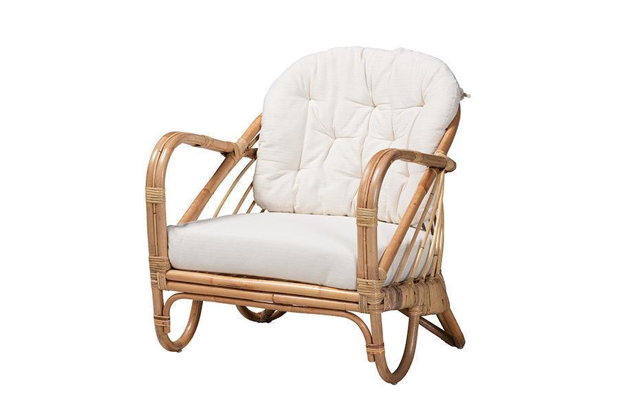 Aliane Modern Bohemian Natural Brown Antique Rattan 4-Piece Living Room Set FredCo