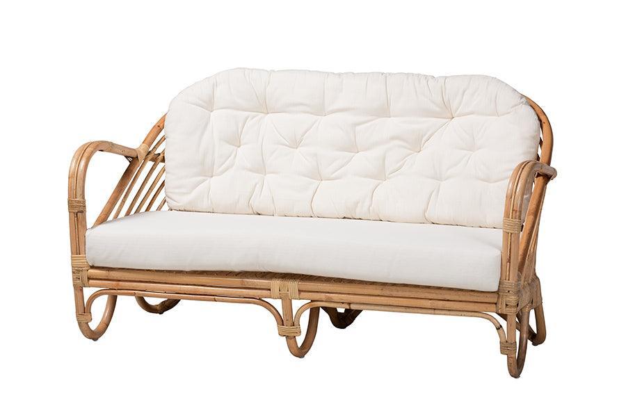 Aliane Modern Bohemian Natural Brown Antique Rattan 4-Piece Living Room Set FredCo