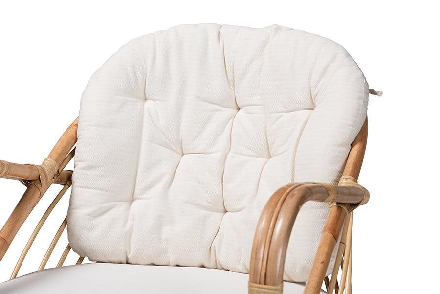 Aliane Modern Bohemian Natural Brown Antique Rattan Armchair FredCo