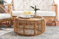 Aliane Modern Bohemian Natural Brown Antique Rattan Coffee Table FredCo