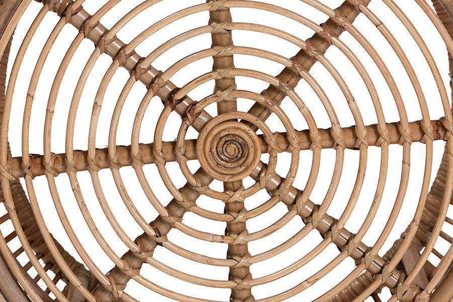 Aliane Modern Bohemian Natural Brown Antique Rattan Coffee Table FredCo