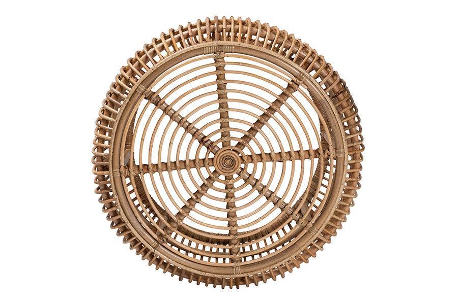 Aliane Modern Bohemian Natural Brown Antique Rattan Coffee Table FredCo