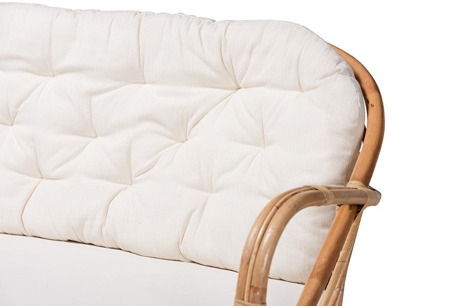 Aliane Modern Bohemian Natural Brown Antique Rattan Loveseat FredCo