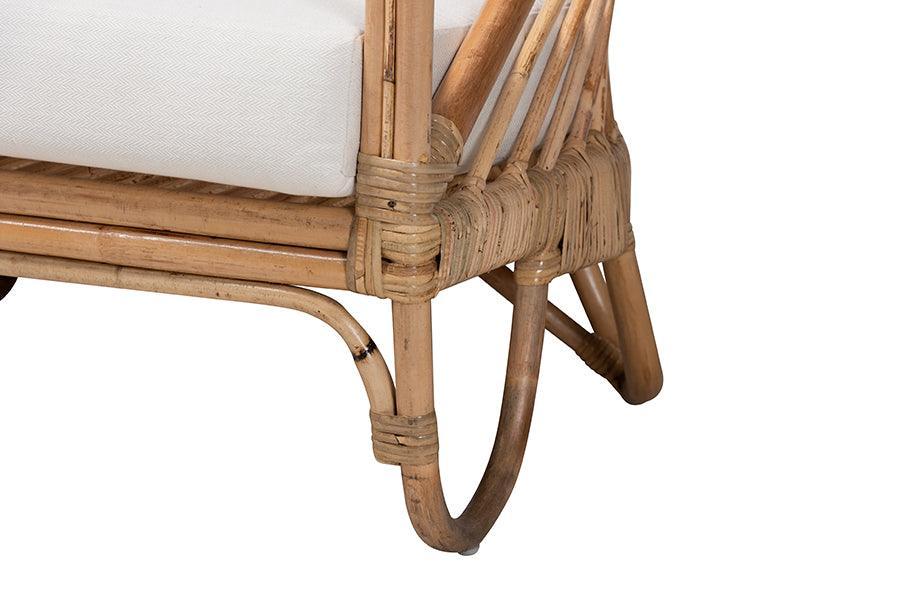 Aliane Modern Bohemian Natural Brown Antique Rattan Loveseat FredCo