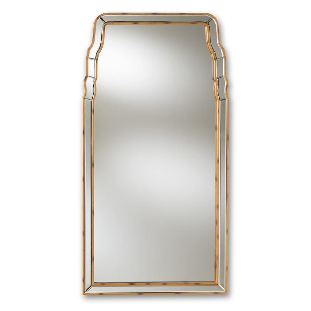 Alice Modern and Contemporary Queen Anne Style Antique Gold Finished Accent Wall Mirror FredCo