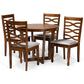 Alicia Modern and Contemporary Grey Fabric Upholstered and Walnut Brown Finished Wood 5-Piece Dining Set FredCo