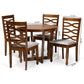 Alicia Modern and Contemporary Grey Fabric Upholstered and Walnut Brown Finished Wood 5-Piece Dining Set FredCo