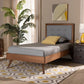 Alida Mid-Century Modern Light Grey Fabric Upholstered and Walnut Brown Finished Wood Twin Size Platform Bed FredCo