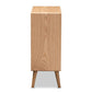 Alina Mid-Century Modern Medium Oak Finished Wood and Rattan 4-Drawer Accent Storage Cabinet FredCo