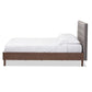 Alinia Mid-century Retro Modern Grey Fabric Upholstered Walnut Wood Full Size Platform Bed FredCo