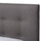Alinia Mid-century Retro Modern Grey Fabric Upholstered Walnut Wood King Size Platform Bed FredCo