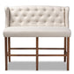 Alira Modern and Contemporary Beige Fabric Upholstered Walnut Finished Wood Button Tufted Bar Stool Bench FredCo