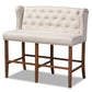 Alira Modern and Contemporary Beige Fabric Upholstered Walnut Finished Wood Button Tufted Bar Stool Bench FredCo