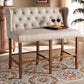 Alira Modern and Contemporary Beige Fabric Upholstered Walnut Finished Wood Button Tufted Bar Stool Bench FredCo
