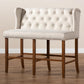Alira Modern and Contemporary Beige Fabric Upholstered Walnut Finished Wood Button Tufted Bar Stool Bench FredCo