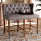 Alira Modern and Contemporary Grey Fabric Upholstered Walnut Finished Wood Button Tufted Bar Stool Bench FredCo