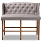 Alira Modern and Contemporary Grey Fabric Upholstered Walnut Finished Wood Button Tufted Bar Stool Bench FredCo