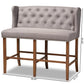 Alira Modern and Contemporary Grey Fabric Upholstered Walnut Finished Wood Button Tufted Bar Stool Bench FredCo