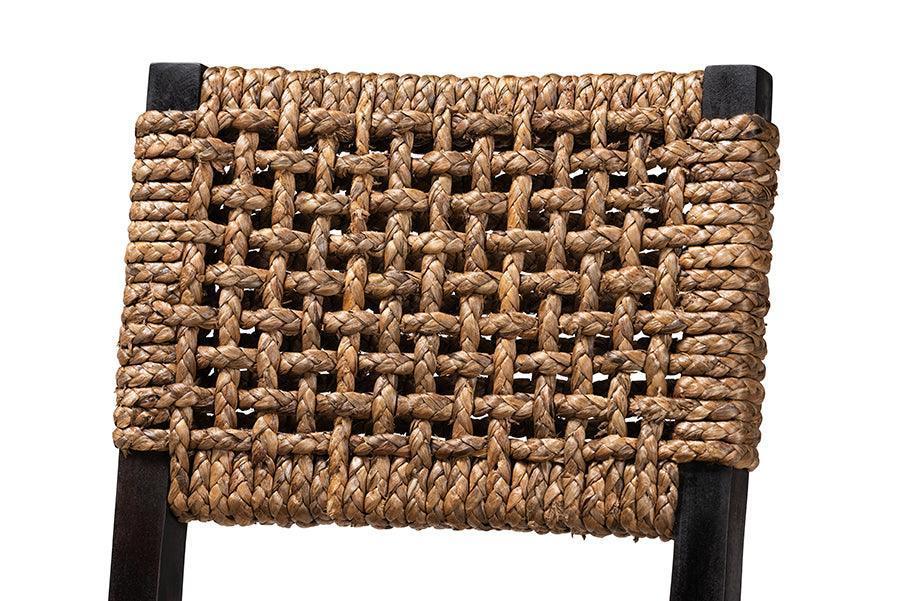 Alise Modern Bohemian Dark Brown Mahogany Wood and Banana Fiber Dining Chair FredCo