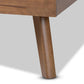 Alke Mid-Century Modern Light Grey Fabric Upholstered Walnut Brown Finished Wood Full Size Platform Bed FredCo