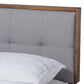 Alke Mid-Century Modern Light Grey Fabric Upholstered Walnut Brown Finished Wood Queen Size Platform Bed FredCo