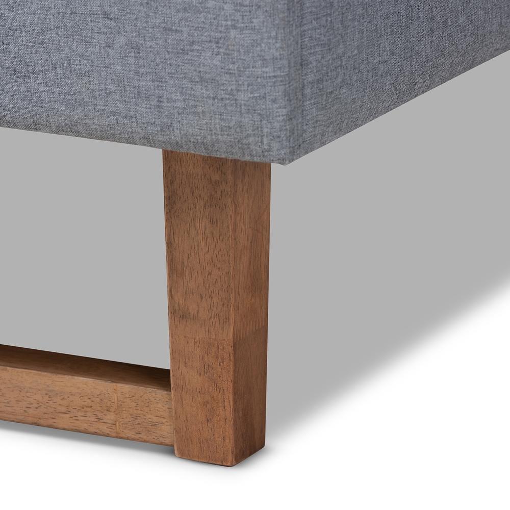 Allegra Mid-Century Modern Dark Grey Fabric Upholstered and Ash Walnut Brown Finished Wood Full Size Platform Bed FredCo