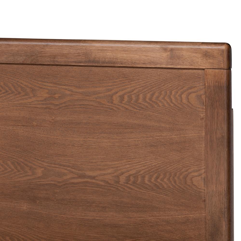 Allegra Mid-Century Modern Dark Grey Fabric Upholstered and Ash Walnut Brown Finished Wood Full Size Platform Bed FredCo