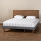 Allegra Mid-Century Modern Dark Grey Fabric Upholstered and Ash Walnut Brown Finished Wood King Size Platform Bed FredCo