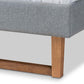 Allegra Mid-Century Modern Dark Grey Fabric Upholstered and Ash Walnut Brown Finished Wood King Size Platform Bed FredCo
