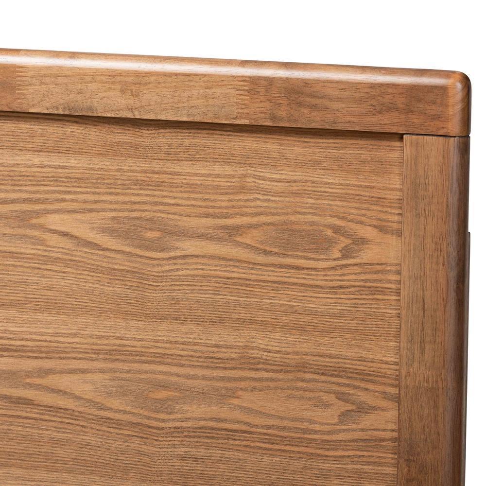 Allegra Mid-Century Modern Dark Grey Fabric Upholstered and Ash Walnut Brown Finished Wood King Size Platform Bed FredCo