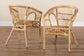 Alleta Modern Bohemian Natural Brown Rattan 2-Piece Dining Chair Set FredCo
