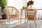 Alleta Modern Bohemian Natural Brown Rattan 2-Piece Dining Chair Set FredCo