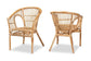 Alleta Modern Bohemian Natural Brown Rattan 2-Piece Dining Chair Set FredCo