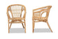 Alleta Modern Bohemian Natural Brown Rattan 2-Piece Dining Chair Set FredCo