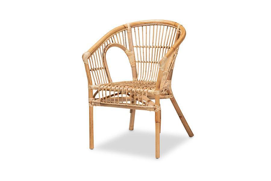 Alleta Modern Bohemian Natural Brown Rattan 3-Piece Living Room Set FredCo