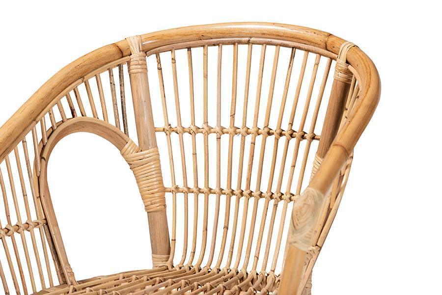 Alleta Modern Bohemian Natural Brown Rattan 3-Piece Living Room Set FredCo