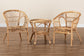 Alleta Modern Bohemian Natural Brown Rattan 3-Piece Living Room Set FredCo