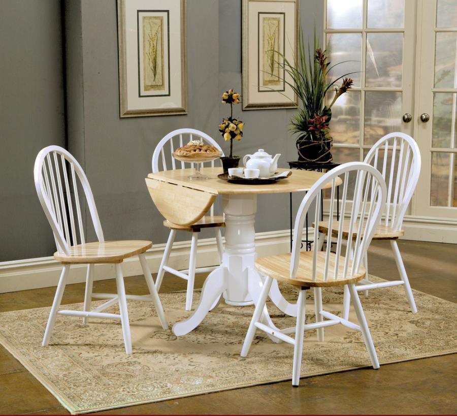 Allison 5-piece Drop Leaf Dining Set Natural Brown and White 4241-S5 Coaster FredCo