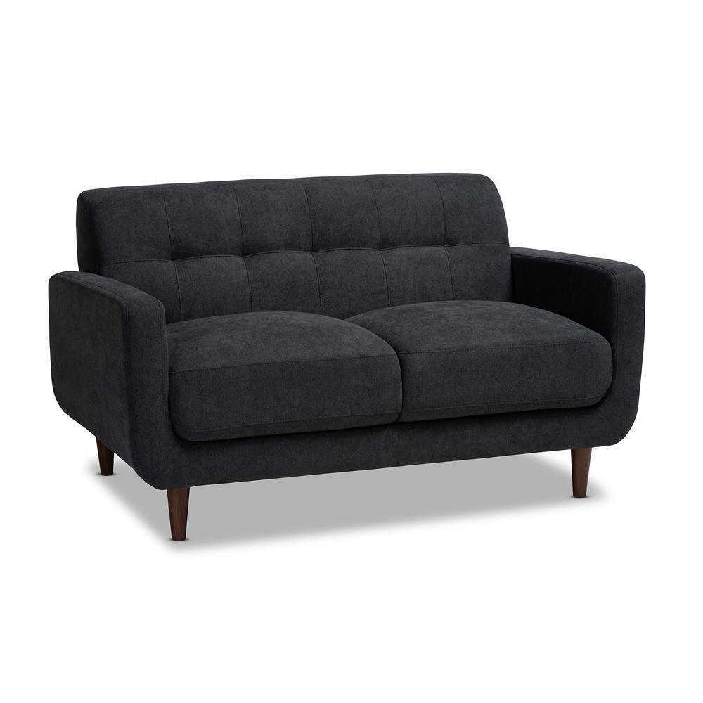 Allister Mid-Century Modern Dark Grey Fabric Upholstered 2-Piece Living Room Set FredCo
