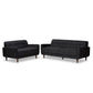 Allister Mid-Century Modern Dark Grey Fabric Upholstered 2-Piece Living Room Set FredCo