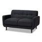 Allister Mid-Century Modern Dark Grey Fabric Upholstered Loveseat FredCo