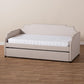 Ally Modern and Contemporary Beige Fabric Upholstered Twin Size Sofa Daybed with Roll Out Trundle Guest Bed FredCo