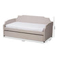 Ally Modern and Contemporary Beige Fabric Upholstered Twin Size Sofa Daybed with Roll Out Trundle Guest Bed FredCo