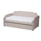 Ally Modern and Contemporary Beige Fabric Upholstered Twin Size Sofa Daybed with Roll Out Trundle Guest Bed FredCo