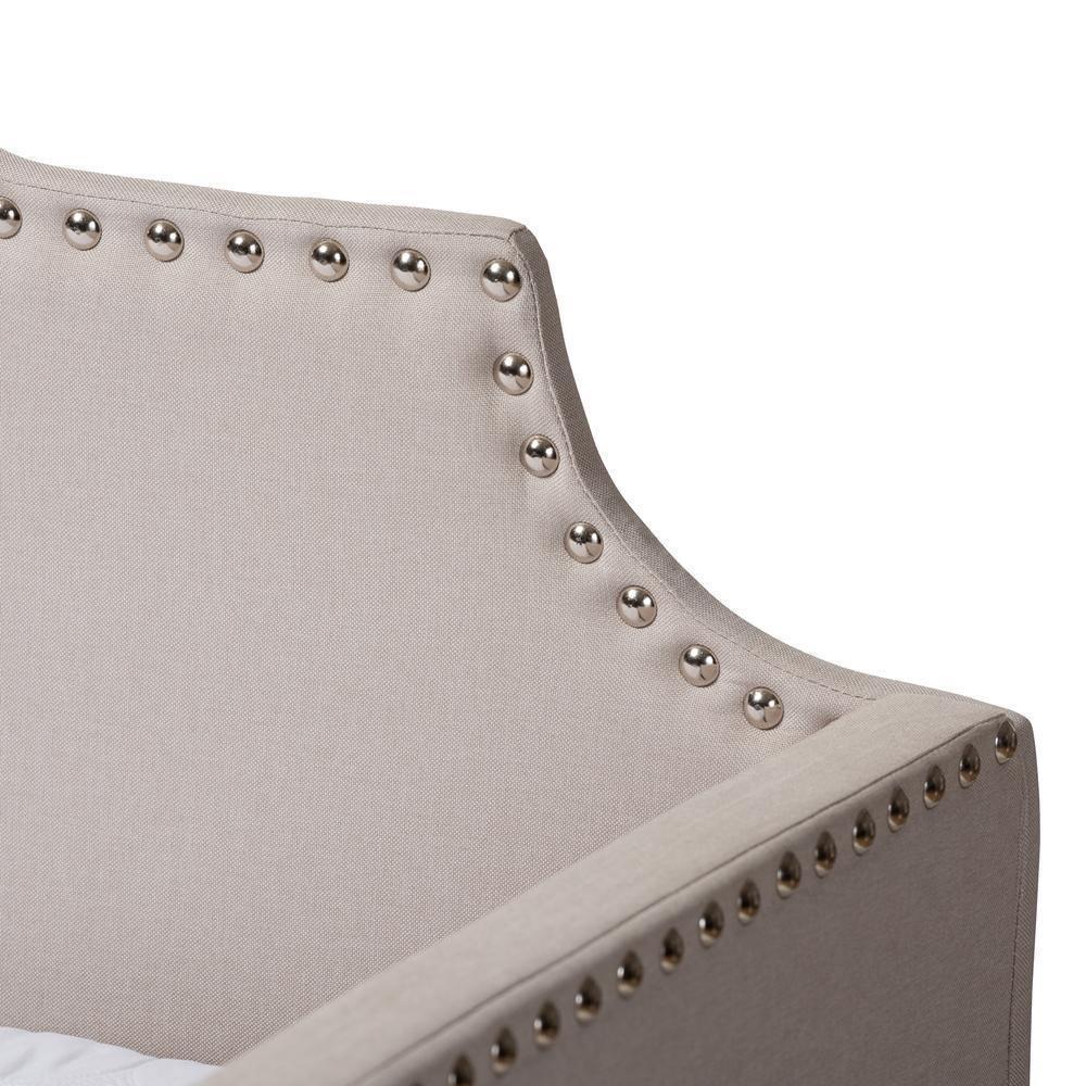 Ally Modern and Contemporary Beige Fabric Upholstered Twin Size Sofa Daybed with Roll Out Trundle Guest Bed FredCo