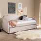 Ally Modern and Contemporary Beige Fabric Upholstered Twin Size Sofa Daybed with Roll Out Trundle Guest Bed FredCo