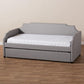 Ally Modern and Contemporary Grey Fabric Upholstered Twin Size Sofa Daybed with Roll Out Trundle Guest Bed FredCo