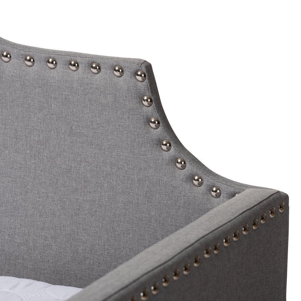 Ally Modern and Contemporary Grey Fabric Upholstered Twin Size Sofa Daybed with Roll Out Trundle Guest Bed FredCo